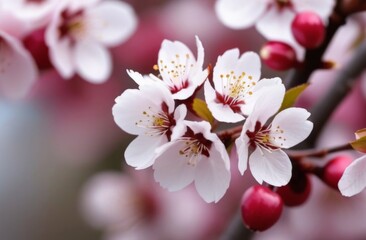 Naklejka premium Apple blossom flowers on a branch close up against the background of the blue sky.