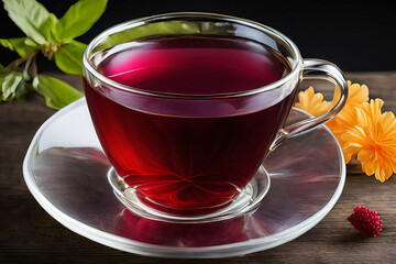 A cup of warm hibiscus tea