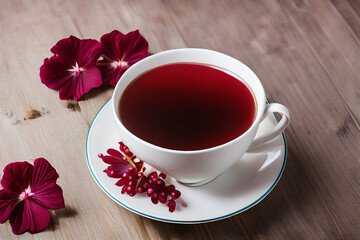 A cup of warm hibiscus tea