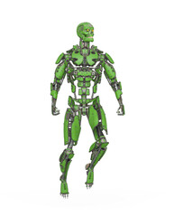 mega cyborg is floating and ready for action in white background