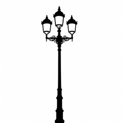 Minimalistic Lamp Post Sketch on White Background