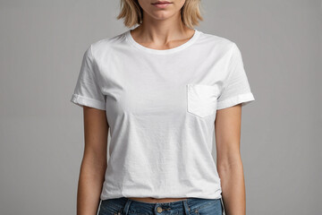 Blank white t-shirt mock-up.  AI generation