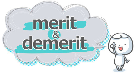 【merit＆demerit】吹き出し付き白い人のアイキャッチ
