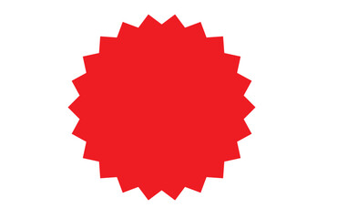 Red starburst, sunburst, burst, badge, sticker, stamp, seal or label, flat vector icon, design element.