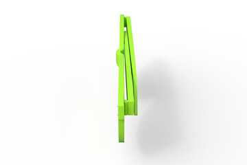 Side view of neon green sunglasses on white space