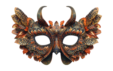 An Exotic Carnival Mask Evoking Wildlife Grandeu Isolated on Transparent Background.