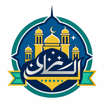 eid festival logo background mousque moon star vector images