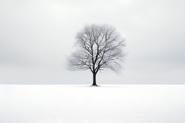 Minimalist Winter: The Solitude of Trees and Whiteness of Snow