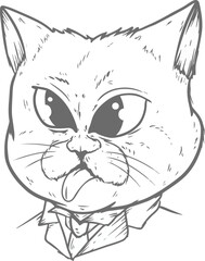 Cool cat licks a lips black white logo