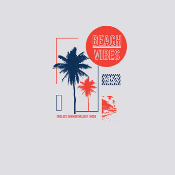 Beach Vibes Palm tree  summer graphic design