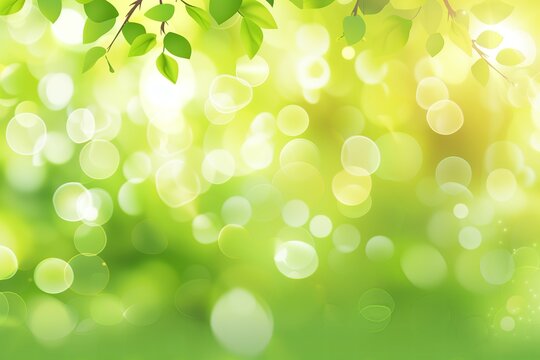 Luminous Green Bokeh: Abstract Background with Soft Light Circles
