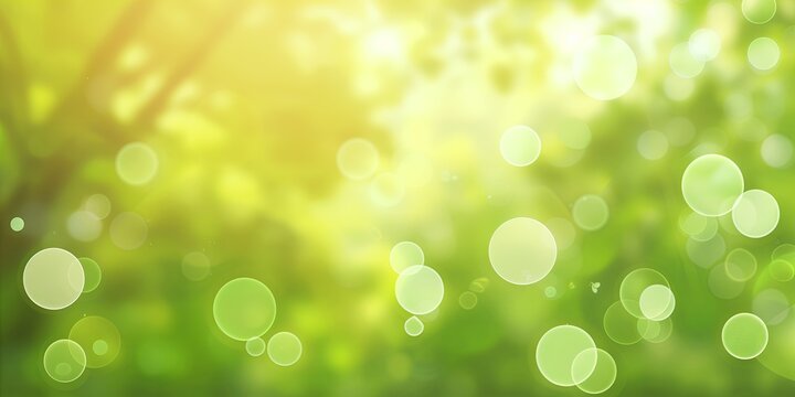 Luminous Green Bokeh: Abstract Background with Soft Light Circles