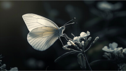 White butterfly with flowers