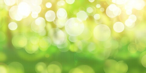 Fototapeta premium Luminous Green Bokeh: Abstract Background with Soft Light Circles
