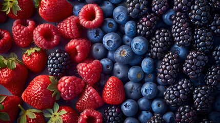 Assorted mix of strawberry, blueberry, raspberry, blackberry