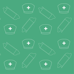 Seamless pattern of nurse hat