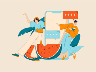 24 Solar Terms, Great Heat Characters Flat Vector Concept Operation Hand Drawn Illustration
