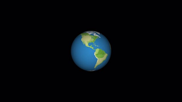 Earth - looped spinning planet on transparent background. Animation of planet Earth.Realistic Earth Rotating, 4K. looping animation. Alpha channel