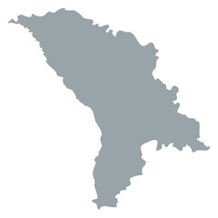 Silhouette map of Moldova, Republic of a country in Eastern Europe. 