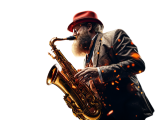 A saxophonist in his hobby music.