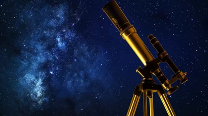 Foto op Aluminium Close-up of a Telescope Pointing at the Night Sky © Nijam