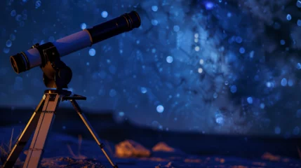 Fototapeten Close-up of a Telescope Pointing at the Night Sky © Nijam