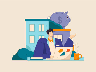 Home loan flat vector concept operation illustration
