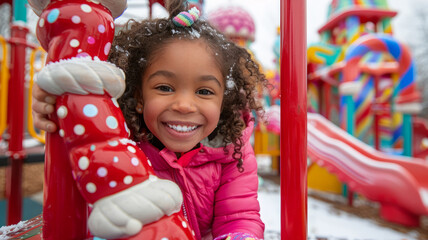 Young girl smiling on playground