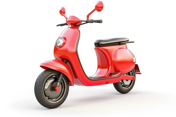 Bright red electric scooter on a white background.