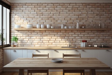 Modern kitchen interior with wooden furniture k professional advertising photography - obrazy, fototapety, plakaty