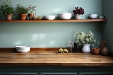 Fototapeta na wymiar Modern kitchen interior with wooden furniture k professional advertising photography