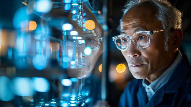 Senior scientist in a lab environment