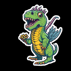 Obraz premium Little Cartoon Dinosaur Stickers