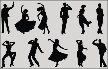 silhouettes of dancing girls	