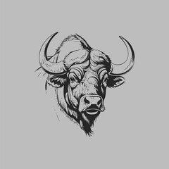 Buffalo depicted in intricate line art vector.