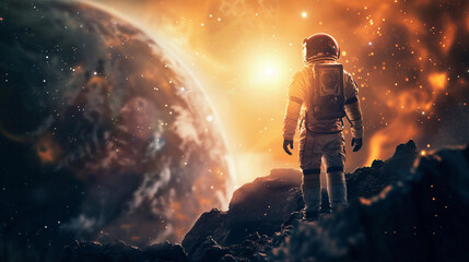 Fototapeta na wymiar Astronauta en otro planeta 