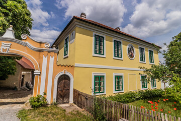 Fototapeta na wymiar Old house in the open air museum (Polabske národopisne muzeum) in Prerov, Czechia