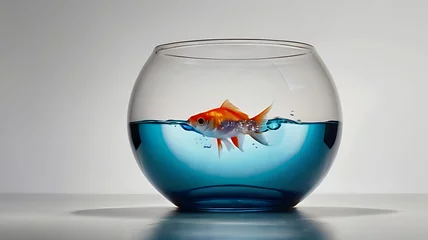Fotobehang goldfish jumping out of the water © Image Studio