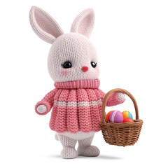 Bunny rabbit doll with basket of easter eggs