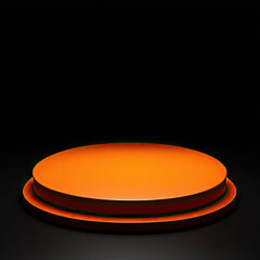 Orange light round podium and black background