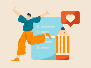 Flat vector illustration of business people operating work scene
