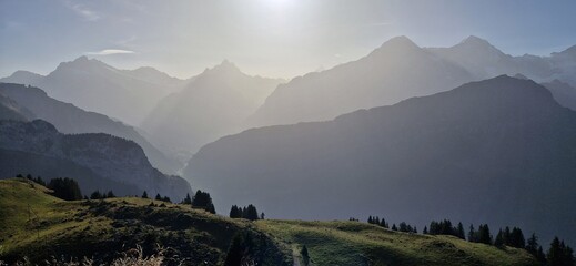 panorama of the foggy mountains