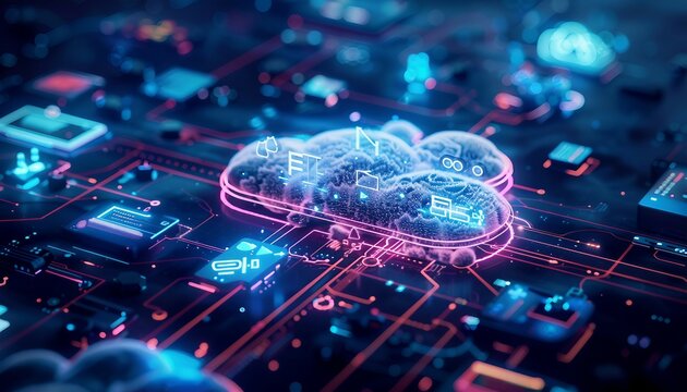 Cloud Gaming Technology, cloud gaming technology with an image depicting gamers accessing and streaming high-quality video games from cloud servers, AI