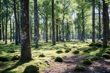 Serpentine Path Surrounded by Dense Green Forest. Generative AI.