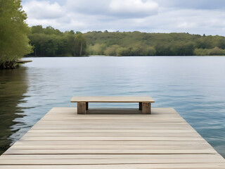 A wooden dock extends into the water