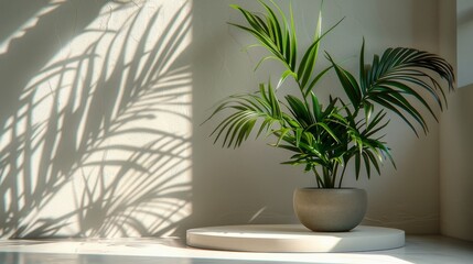 Fototapeta na wymiar Potted Plant on White Table