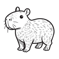 Line art of capybara cartoon vector