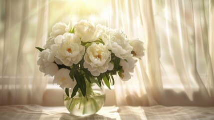 White Flowers Vase on Table