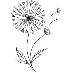 Wildflower Outline Illustration, Easter Spring Floral Illustration