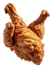 Hot flour fried chicken is floating on a transparent background